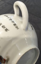 A Chinese famille rose Wu Shuang Pu teapot, 19th C.