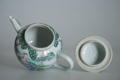 A Chinese famille rose teapot and cover with erotical design, Qianlong