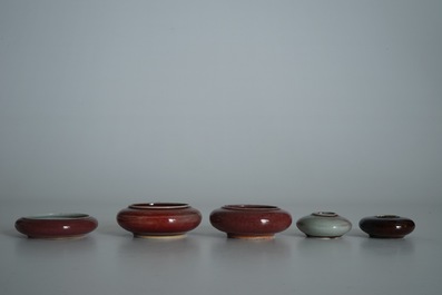 Vijf Chinese monochrome penselenwassers, 19/20e eeuw