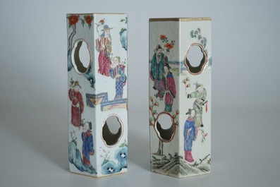 A pair of Chinese blue and underglaze red vases with deer and Buddhist lions, 19th C.