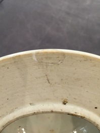 A Chinese monochrome celadon baluster vase and cover, 19th C.