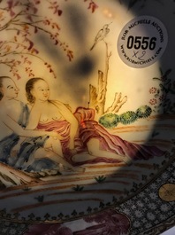 Two Chinese export famille rose plates with European figures, Qianlong