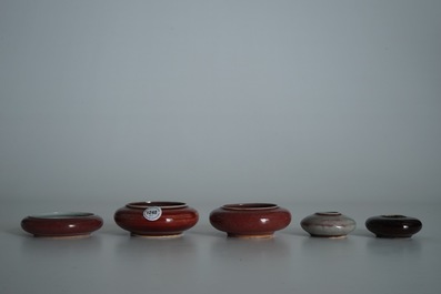 Vijf Chinese monochrome penselenwassers, 19/20e eeuw