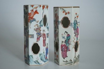 A pair of Chinese blue and underglaze red vases with deer and Buddhist lions, 19th C.