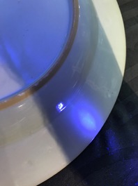 Two Chinese export famille rose plates with European figures, Qianlong