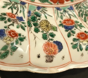 A lobed Chinese famille verte dish with a tiger, Kangxi