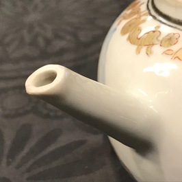 A Chinese famille rose teapot and cover with erotical design, Qianlong