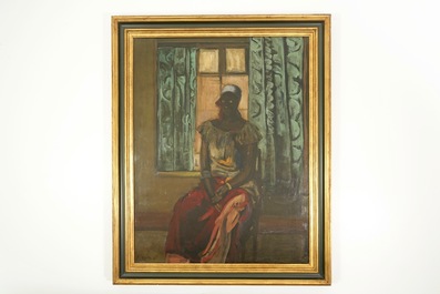 Jespers, Floris (Belgi&euml;, 1889-1965), Portret van een Congolese, olie op paneel, gedat. 1957