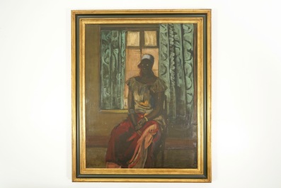 Jespers, Floris (Belgique, 1889-1965), Portrait d'une congolaise, huile sur panneau, dat&eacute; 1957