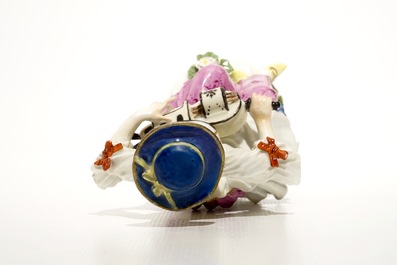 A Meissen porcelain Commedia del'Arte figure of Colombine playing a hurdy-gurdy, Germany, 18th C.