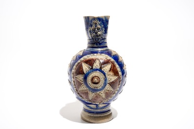 A Westerwald stoneware star jug in blue and manganese, 17th C.