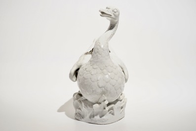 A blanc de Chine-style model of a swan, Meissen, Germany, 18th C.