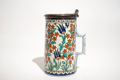 An Iznik-style silver-mounted jug, Samson workshop, Paris, France, 19th C.