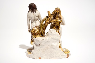 A French faience group depicting Adam and Eve, Dinan, 19th C.