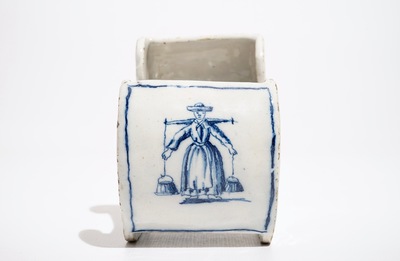 A Dutch Delft blue and white pipe stand modelled as a sledge, 18th C.