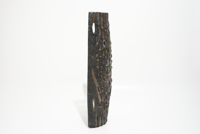 Vandeweghe, Rogier (1923) a brutalist reticulated wall light with colored glass inlay, Perignem, ca. 1970