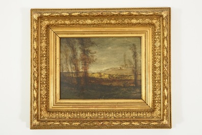 Van de Kerkhove, Fritz (Belgi&euml;, 1862-1873), Een landschap met bomen, olie op paneel
