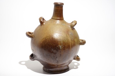 A large stoneware pilgrim's flask, Raeren, 17th C.