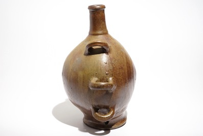 A large stoneware pilgrim's flask, Raeren, 17th C.