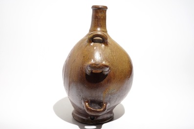 A large stoneware pilgrim's flask, Raeren, 17th C.