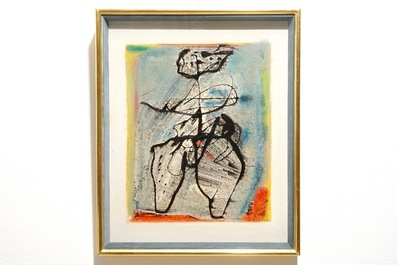 Van Hecke, Willem (Belgi&euml;, 1893-1976), Abstracte figuur, olie op papier, gedat. 1970