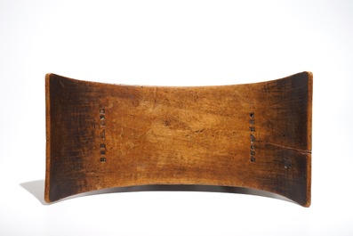 An African carved wood stool, Ashanti people, Ghana, 20th C.