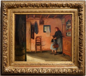 Laurens, Jean-Pierre (France, 1875-1932), Une m&egrave;re avec sa fille, huile sur toile