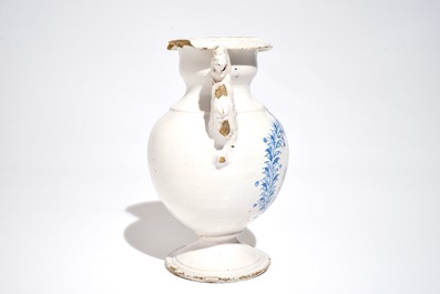 A Dutch Delft or Haarlem altar vase with Virgin and child, 17th C.