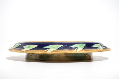 A George Jones Art Nouveau majolica jardiniere on stand, 19th C.