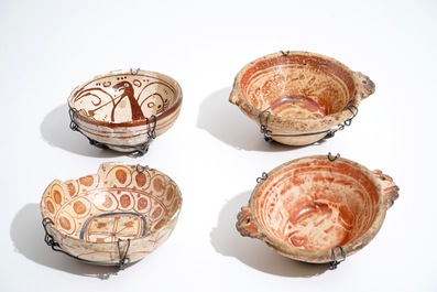 Four early Hispano-Moresque luster glazed bowls, Manises and Valencia, 15/16th C.