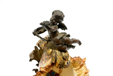 A bronze-mounted Satsuma-style bowl with cherubs, J. Fischer, Budapest, 19th C.