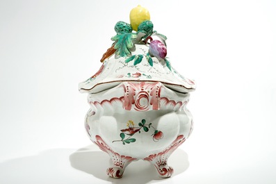 A French faience de l'Est tureen and cover on stand, 19th C.