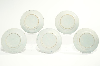 Vijf blauwwitte Delftse spreukenborden, 18e eeuw