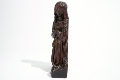 A Virgin of the Annunciation, oak with traces of polychromy, Southern Netherlands, 15/16th C.