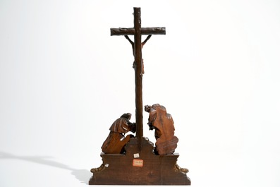 A calvary group, boxwood and walnut, circle of Walter Pompe, Antwerp, 18th C.