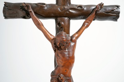 A calvary group, boxwood and walnut, circle of Walter Pompe, Antwerp, 18th C.