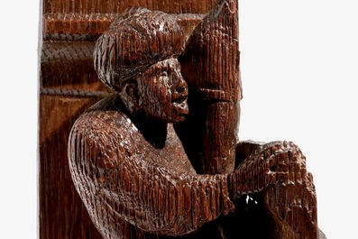 A bystander, retable fragment, oak, Antwerp, 16th C.