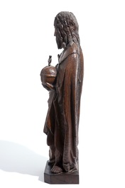 Une grande statue de Christ Sauveur en ch&ecirc;ne, Flandres, 16&egrave;me