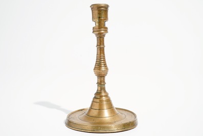 A gothic bronze candlestick, Low Countries, 16th C.