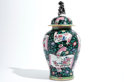 A Samson famille rose baluster vase and cover, Paris, 19th C.