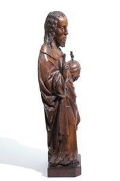 Une grande statue de Christ Sauveur en ch&ecirc;ne, Flandres, 16&egrave;me