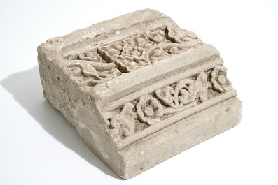 A Romanesque sandstone arch fragment, France, 12/13th C.