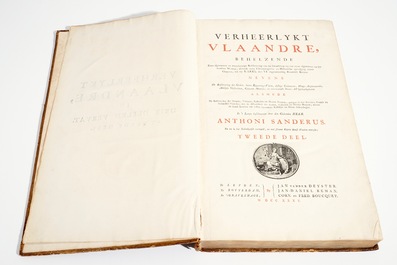 Verheerlykt Vlaandre, Flandria Illustrata, trois t&ocirc;mes en deux volumes, Anthoni Sanderus, 1735