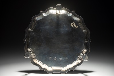 An English armorial silver salver, London, 18th C.