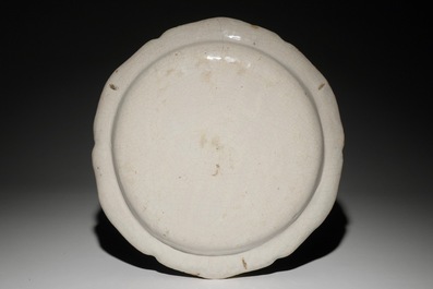 A large Brussels faience &agrave; la haie fleurie dish, 18th C.