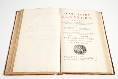 Verheerlykt Vlaandre, Flandria Illustrata, trois t&ocirc;mes en deux volumes, Anthoni Sanderus, 1735