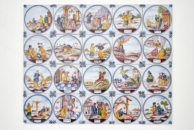 A collection of various tiles, mostly Dutch, incl. religious scenes, 18/20th C.