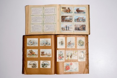 A collection of chromolithography advertising trade cards in 4 albums, mostly Liebig, 19/20th C.
