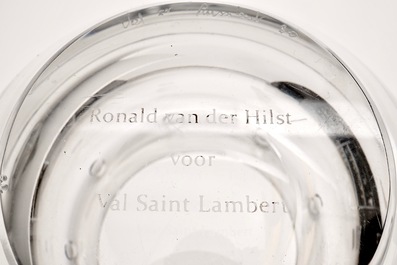 A four-piece Val Saint-Lambert crystal tulip vase, &quot;Bulbe&quot;, by Ronald van der Hilst, ca. 2005
