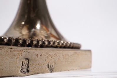 Two pairs of silver salvers and a pair of mustard jars, 19/20th C.